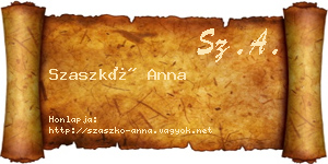 Szaszkó Anna névjegykártya