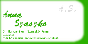 anna szaszko business card